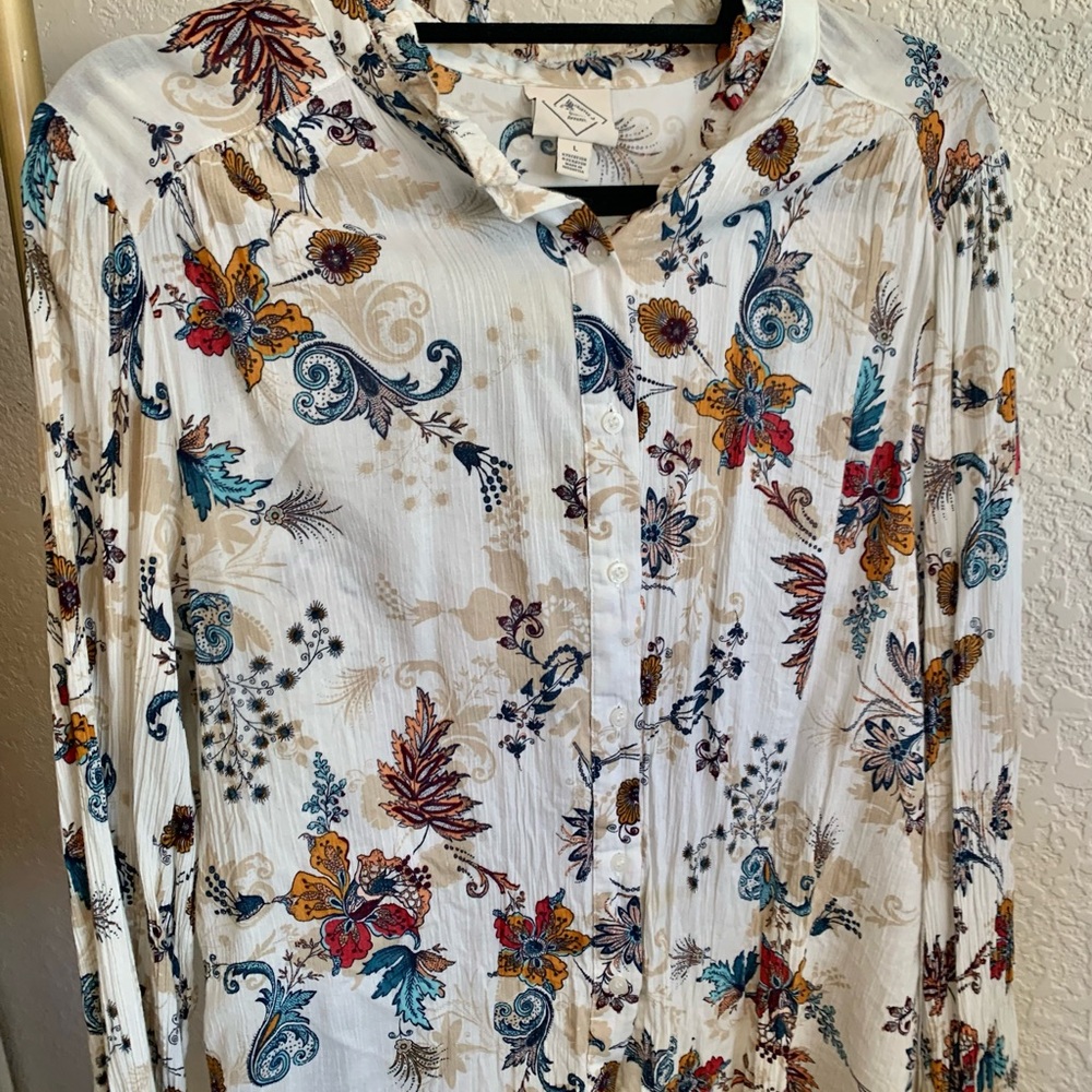 St. John’s Bay Lightweight Floral Button Down Shirt